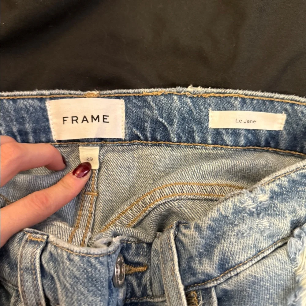 Frame Denim Light Blue Distressed Flare Jeans - Picture 3 of 3